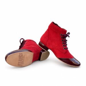 Boots Curvy-Red Suede/ Bordeaux Patent